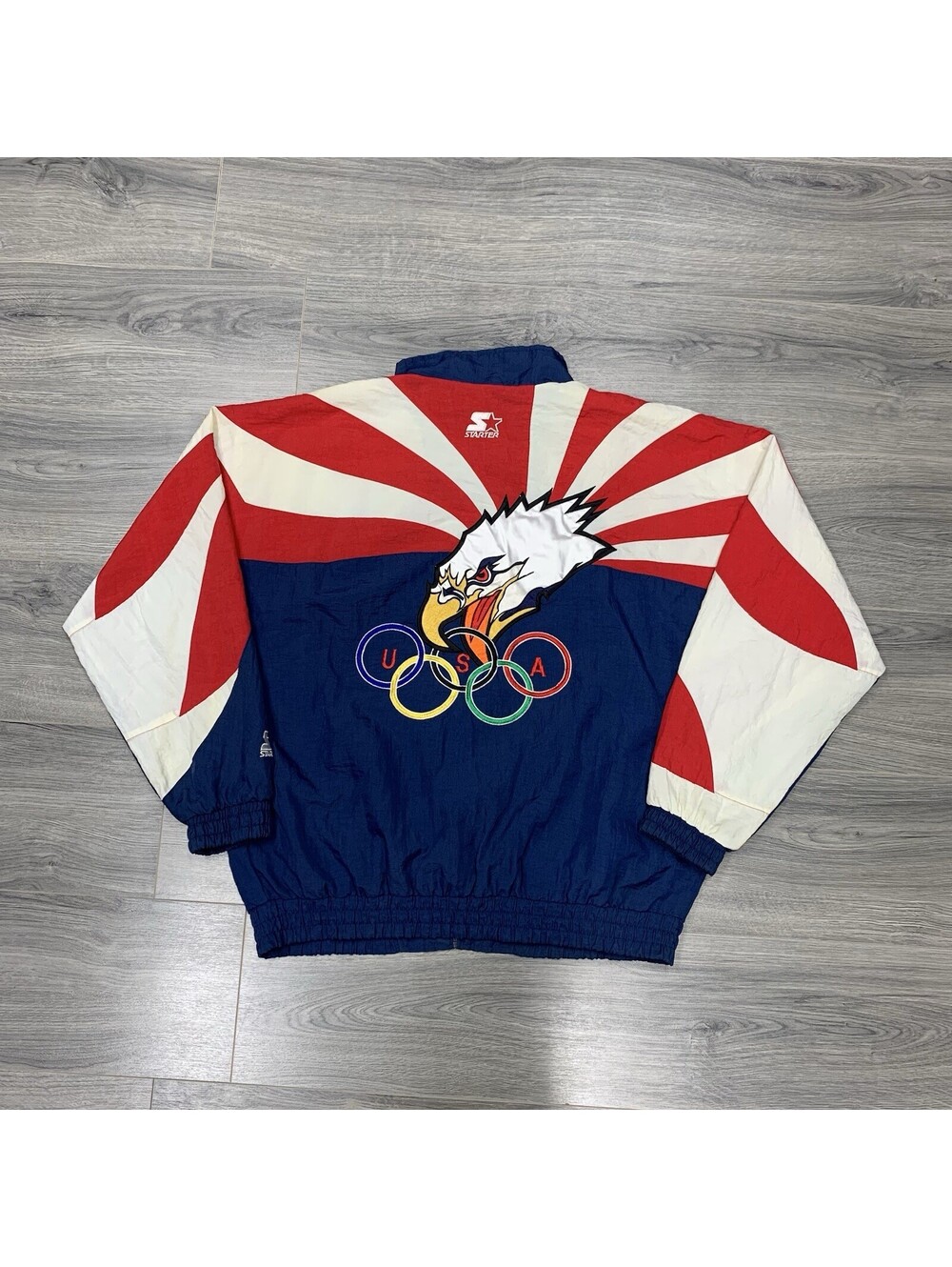Vintage 90S Starter Usa Atlanta Olympics Summer Games Windbreaker Jacket Large